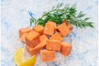 Scraped salmon cube - salmon