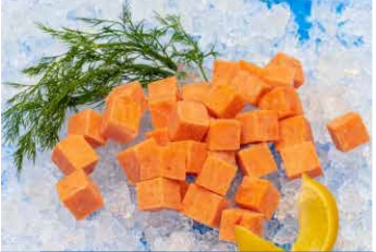 Scraped salmon cube - salmon